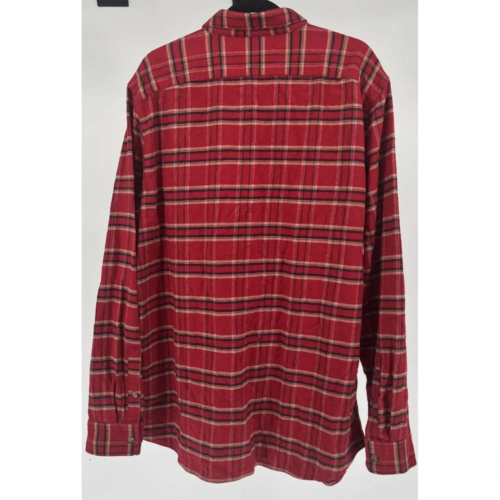 Banana Republic Mens Flannel‎ Chore Shirt Red Plaid Cotton Work Shacket XL  Tall